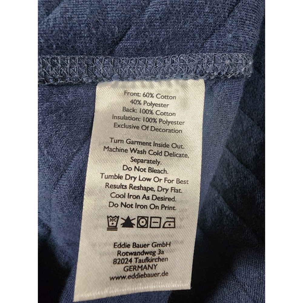Eddie Bauer Quarter Zip Men TXL TALL XL Blue Quilted Mock Neck Pullover Cotton - Picture 8 of 9
